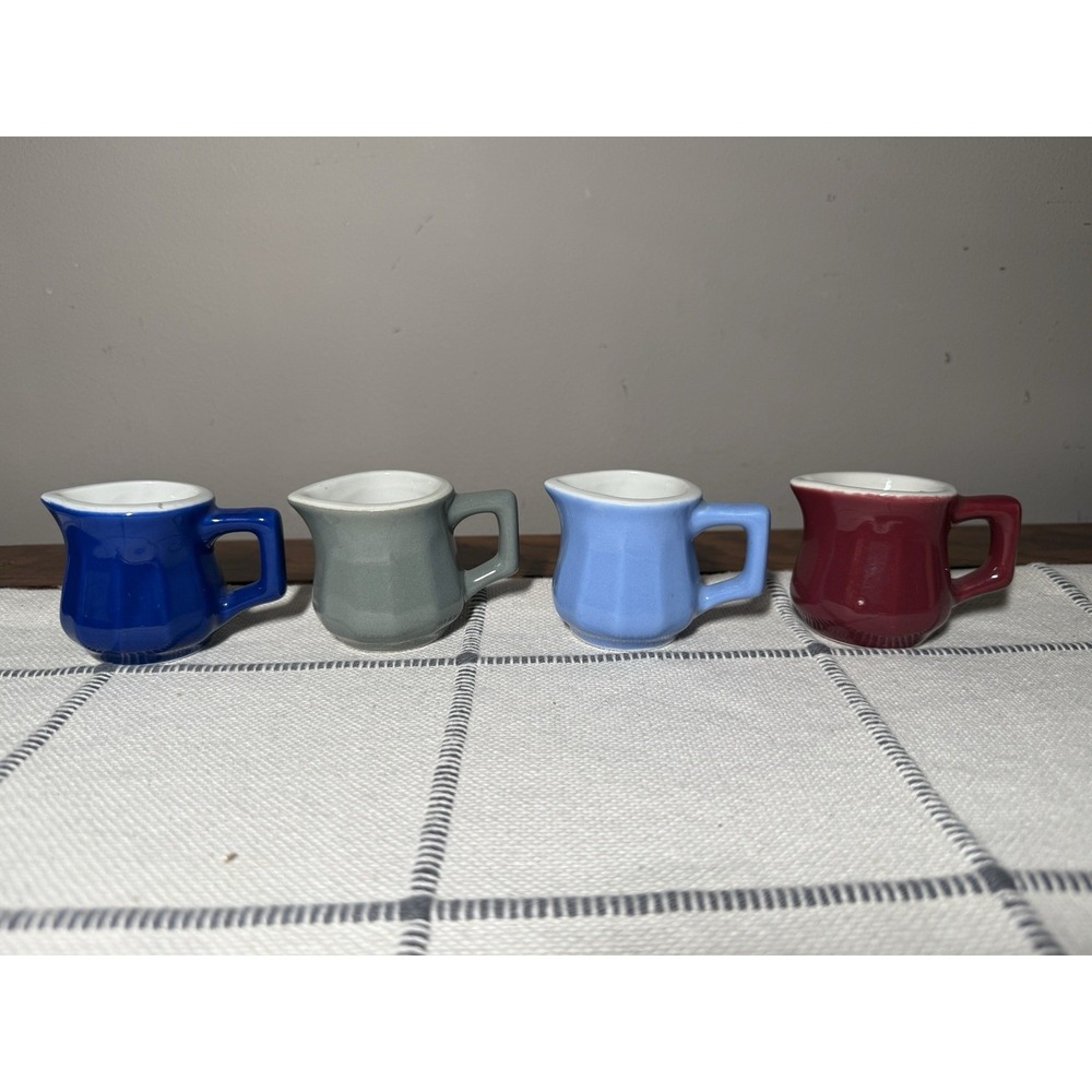 Set of 4 Vintage Hall Pottery 2" Individual Creamers Textured Made In USA
